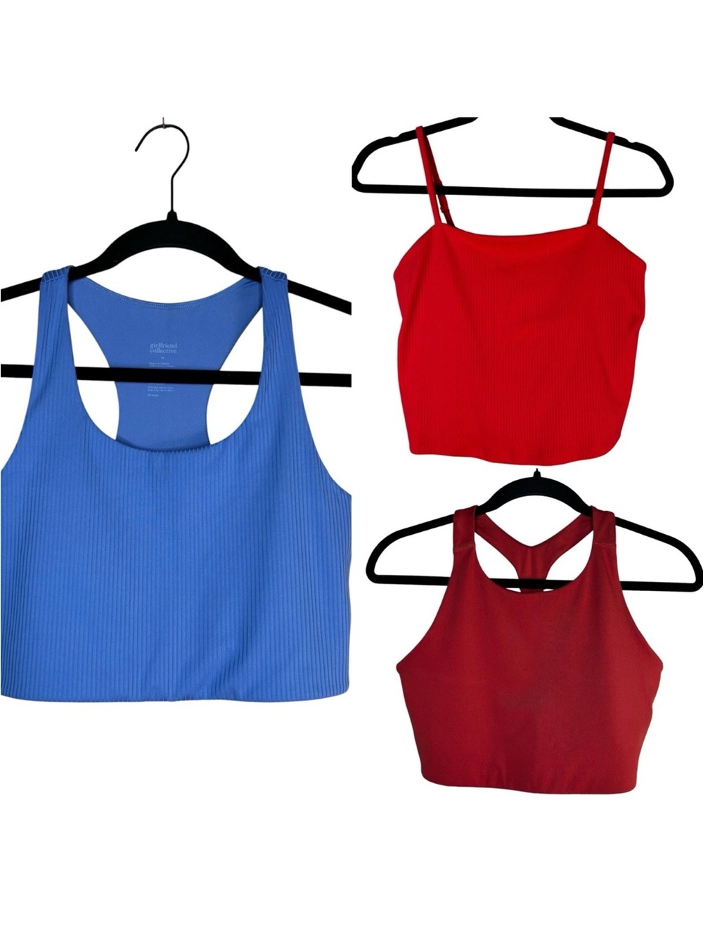 THREE Girlfriend Collective Sports Bras Size Medium M Red Blue